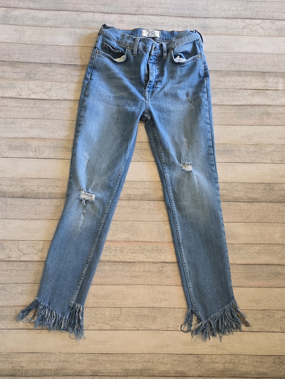 We The Free Great Heights Frayed Distressed Skinny Jeans Size 28 Free People